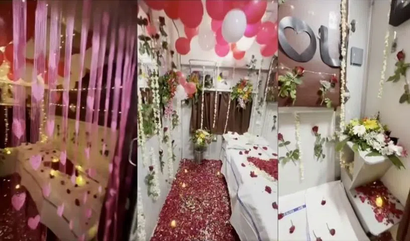 రైలులో హనీమూన్ సెటప్ వైరల్.. 